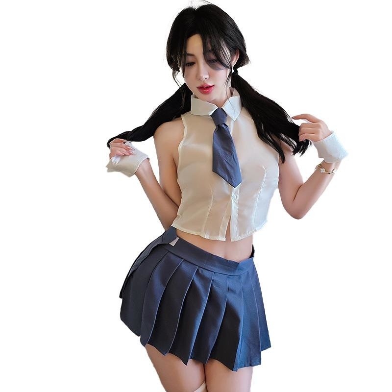 长夜漫漫情趣内衣衬衫分体学生装制服诱惑免脱纯欲学院JK短裙2206HzWu高清大图