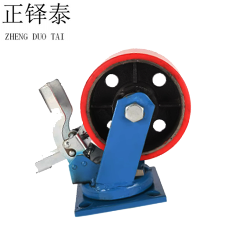 重型铁芯聚氨酯轮 刹车万向轮6寸150mm高清大图