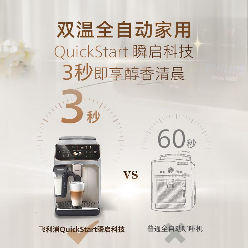 飞利浦新5系pro意式全自动家用咖啡机 研磨一体冷热双温3秒速启 旗舰款EP5242国家补贴 送礼高清大图