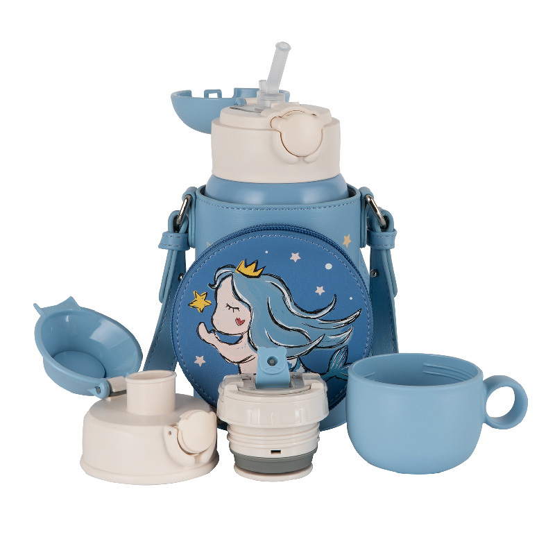 杯具熊保温杯530ml吸管水壶美人鱼三盖RT106-530