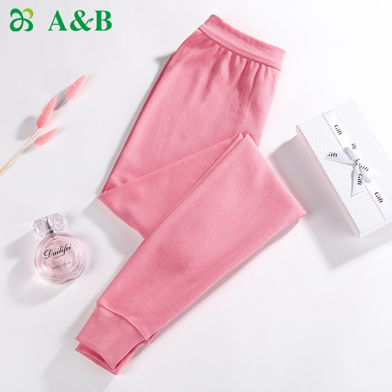 A&Bab内衣女士秋裤薄款纯棉高腰修身打底保暖棉毛裤