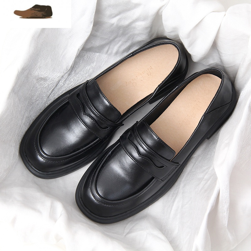 ideamini黑色jk制服鞋春秋新款软底职业小皮鞋百搭学院风学生乐福鞋