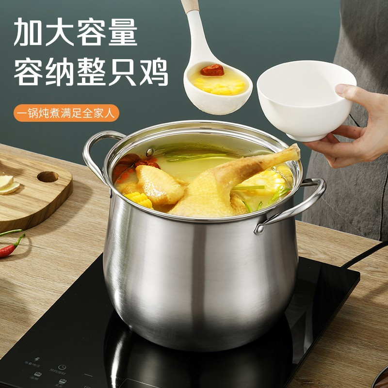 拜格(Bayco) 不锈钢大容量煲汤锅 BG1422高清大图