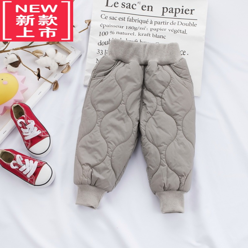 可莉允宝宝裤子加绒加厚婴幼儿冬装保暖裤羽绒棉裤儿童高腰护肚脐男童女