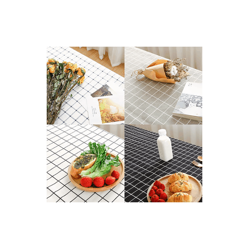 ins风 桌布少女心粉色格子小清新棉麻书桌网红餐垫北欧布艺长方形图片