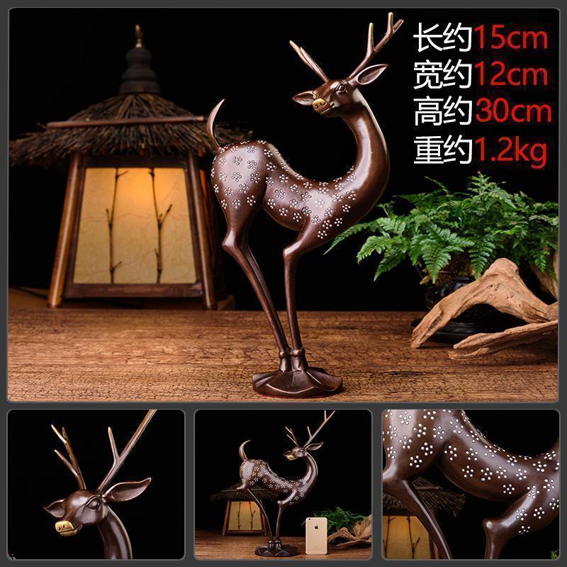 美帮汇梅花鹿摆件 铜鹿摆件铜 家居装饰摆设开业礼品一路发财高清大图