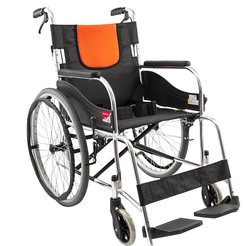 鱼跃轮椅车H062铝合金 轻便可折叠 带手刹 普通轮椅结实耐用助行鱼跃YUWELL高清大图