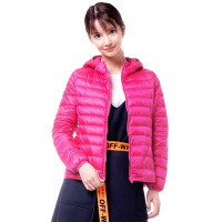 子沫雨JMOORY2021冬季新款轻薄羽绒服女短款连帽轻便薄款修身白鸭绒外套春夏冬超
