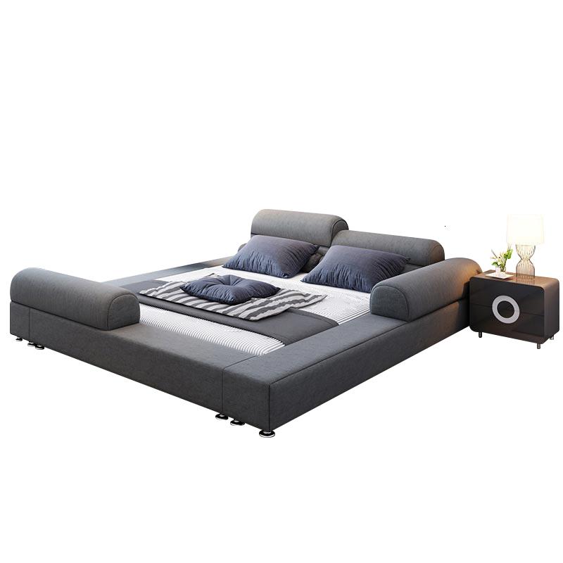 床现代简约布艺双人床2米2.2米2.4主卧大床加宽布床榻榻米1.8米 床2*2.2米+乳胶床垫+床头柜*2其他组装式架子床