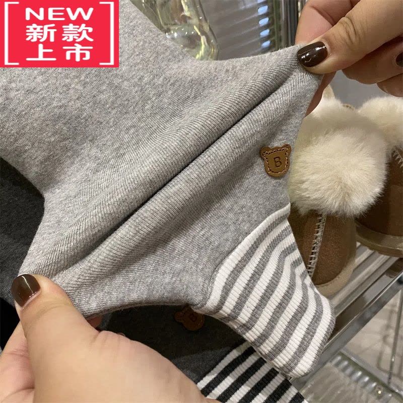 可莉允女童修身弹力打底裤秋冬装新款儿童加绒保暖毛圈裤宝宝休闲小脚裤保暖裤图片