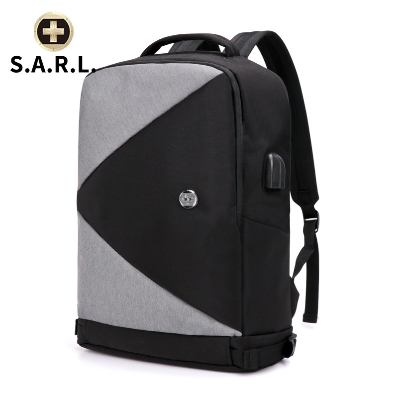 S.A.R.L瑞士双肩电脑包15.6英寸笔记本 休闲男女通用旅行包 学生书包58019 灰色