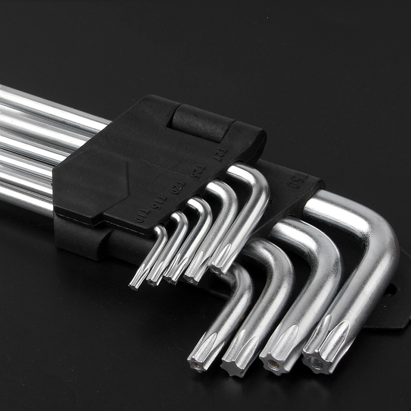 闪电客内六角扳手套装加长梅花型螺丝刀工具球头l型内6角扳手组合九