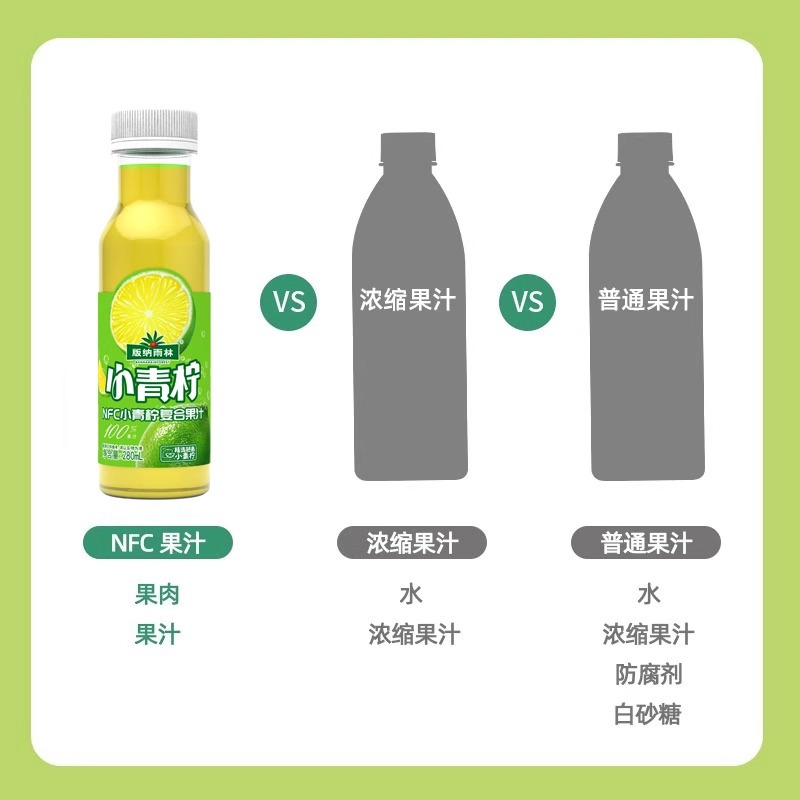 版纳雨林小青柠汁NFC100%纯果汁无添加柠檬汁280ml*12瓶 天然原榨 富含维生素C 新鲜健康