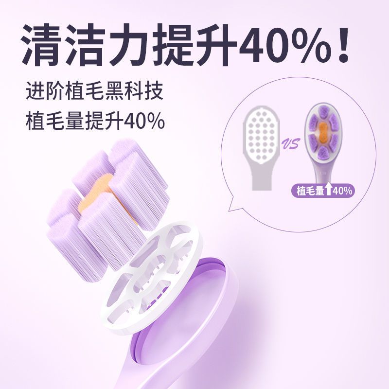 倍加洁超柔高密情侣软毛牙刷敏感护龈月子孕妇牙刷小头儿童牙刷 2支 花灵粉配花灵橙