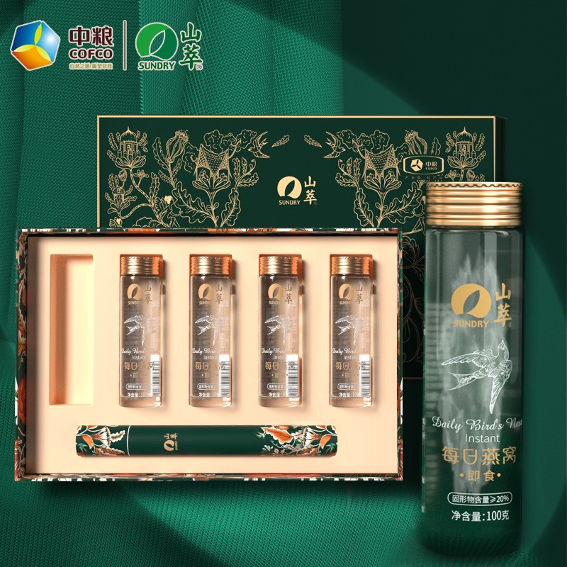 中粮出品山萃(SUNDRY)每日燕窝500g(100g*5瓶) 孕妇滋补品 冰糖燕窝礼盒装双码溯源防伪