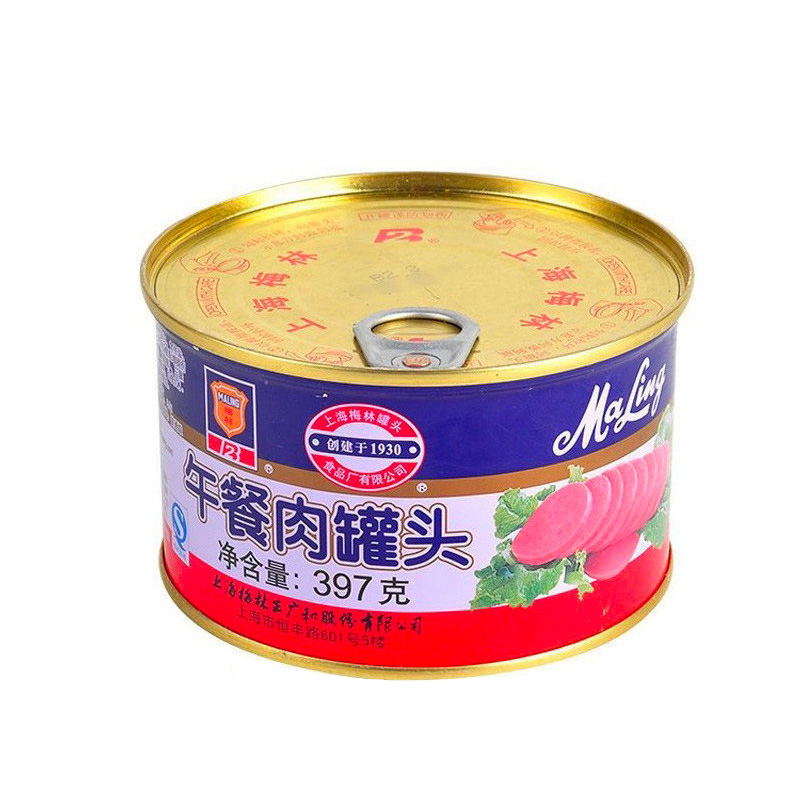 梅林MALING 午餐肉罐头(圆形)397g 肉类罐头 罐装 猪肉