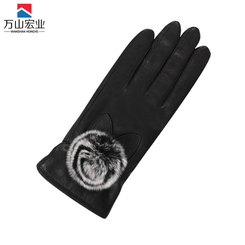 万山宏业 触屏加绒整皮羊皮手套WD17T/副高清大图