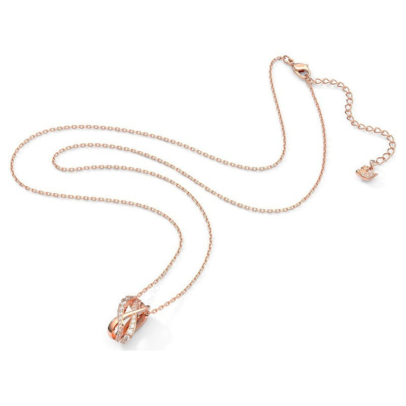 SWAROVSKI 施华洛世奇 TWIST人造仿水晶吊坠灵动交错交叉螺旋造型项链 镀玫瑰金色 送女友礼物 5620549