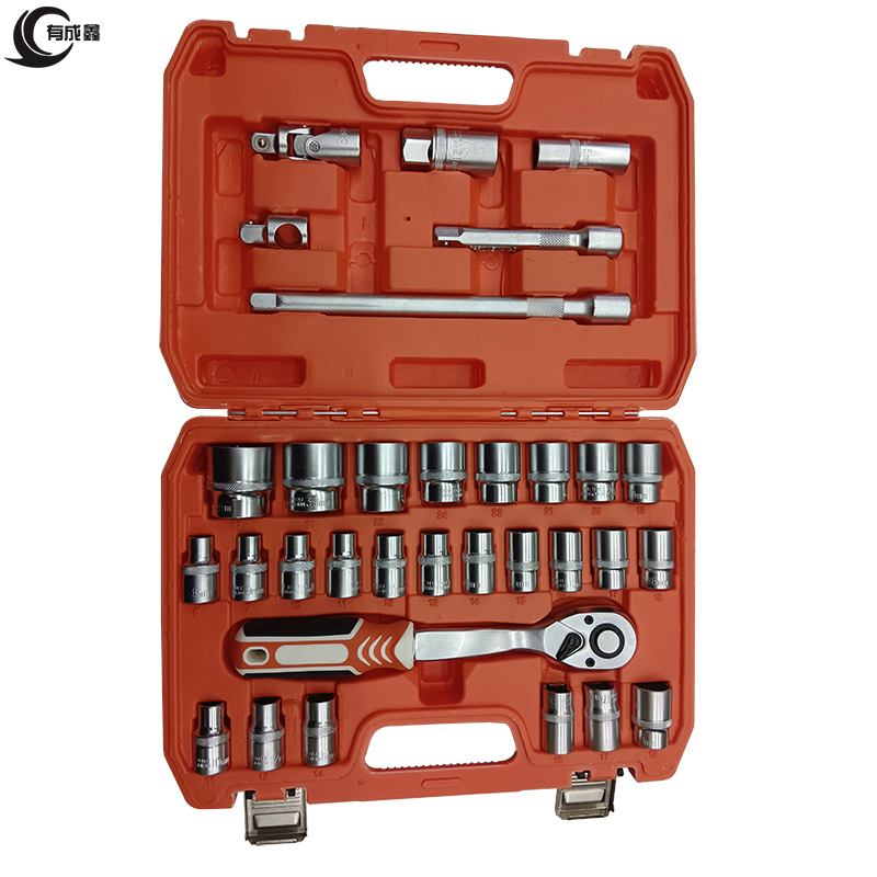 有成鑫 1/2系列套筒扳手快速脱落棘轮扳手套装 亚光32件套 套