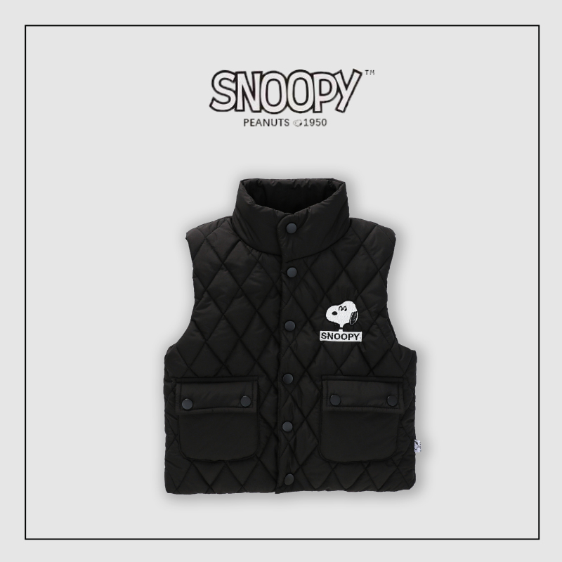 史努比(SNOOPY)童装儿童菱形格大口袋夹棉马甲男女同款秋冬马甲SXM326