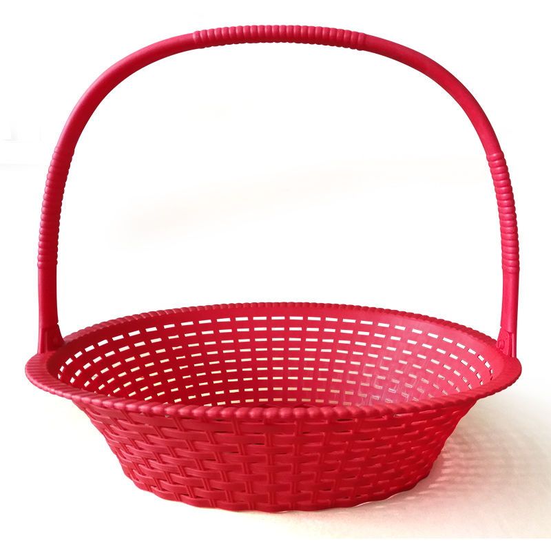 中秋塑料仿藤水果篮送礼包装礼盒手提篮子果篮装水果店开业用花篮 c款