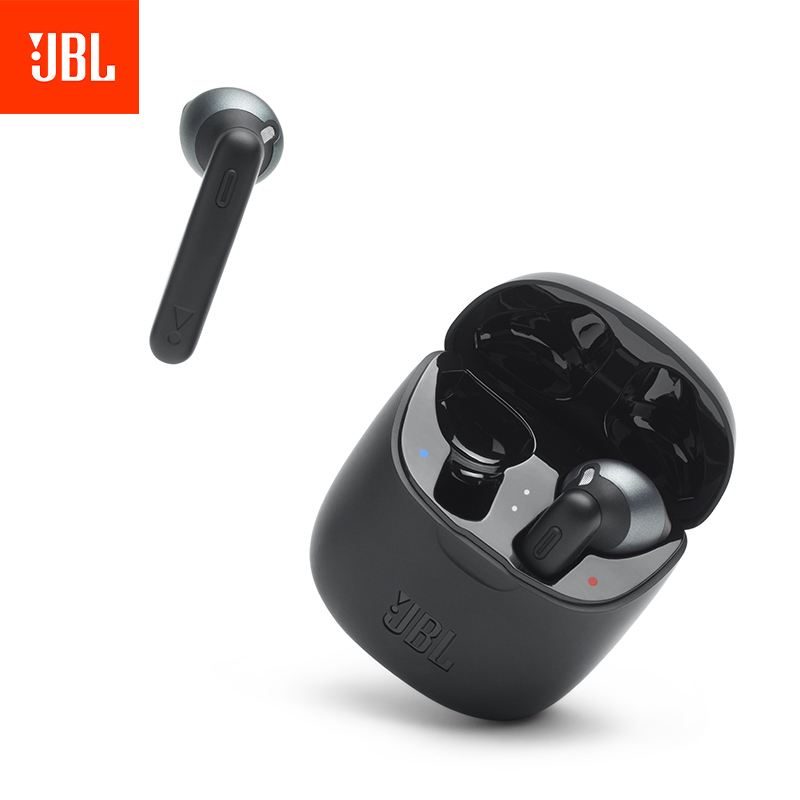 [贾乃亮推荐]JBL T225TWS 真无线蓝牙耳机 通话降噪手机音乐半入耳式耳机 双耳立体声苹果华为耳机 冷峻黑