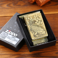 正品之宝zippo打火机 纯铜浮雕年年有余 盔甲加厚精雕磨边鲤鱼跃龙门 富贵鱼 防风芝宝 年年有余