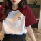 胖mm大码棉质t恤短袖女2022新款夏装宽松显瘦ins潮遮肚插肩袖上衣莎丞