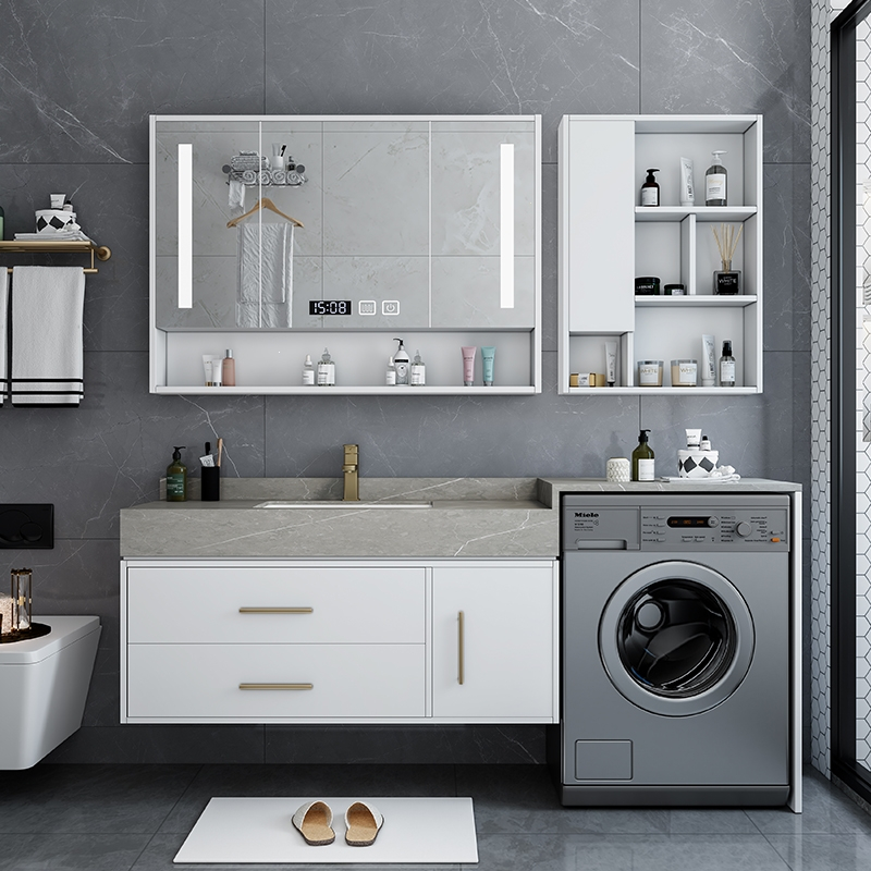 定制阳台洗衣机洗脸盆一体柜藤印象组合轻奢岩板浴室柜卫生间洗漱洗手