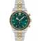 范思哲(Versace)男士石英腕表瑞士三针石英绿盘运动商务双色不锈钢腕表