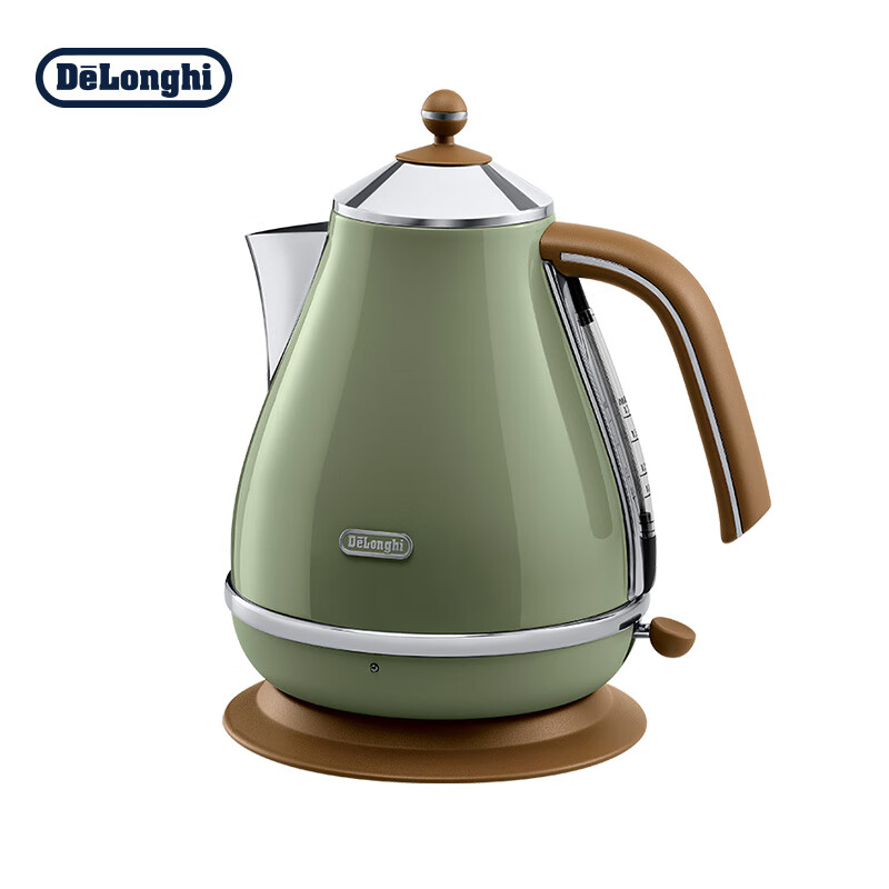 德龙(Delonghi)电热水壶 复古系列烧水壶 家用办公室 304不锈钢 KBOV2001.GR 橄榄绿