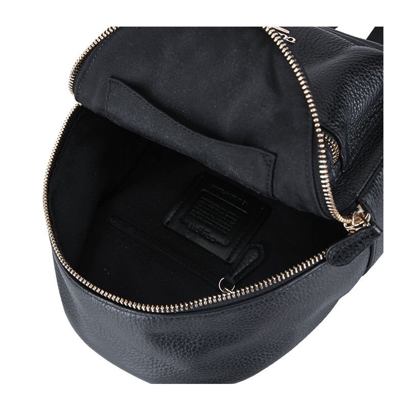 coach蔻驰奢侈品欧美时尚女士黑色人造革拉链双肩包