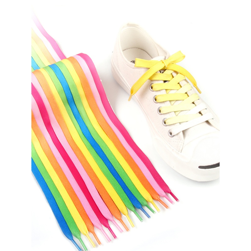 cz适配彩色鞋带七彩渐变色扁平小白鞋女男潮流个性帆布运动鞋板鞋彩虹
