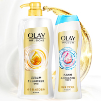 玉兰油OLAY沐浴露套装 含蜂蜜滋养650ml送雪莲香氛200ml 美肌 含微米精油 无皂基 精油香氛