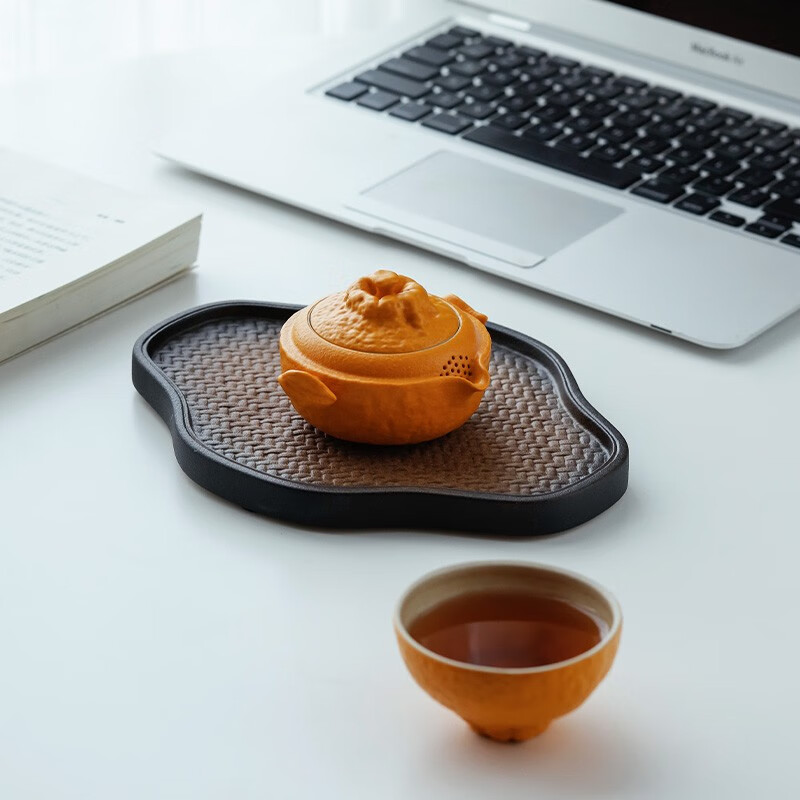 万仟堂(Edenus)旅行茶具 高档居家快客杯水果陶瓷一壶一杯送伴手礼盒 大吉大利A 大橘君便携套装高清大图