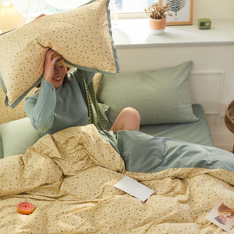 美帮汇全棉四件套田园风小碎花全棉被套床单人小清新宿舍三件套床上用品高清大图