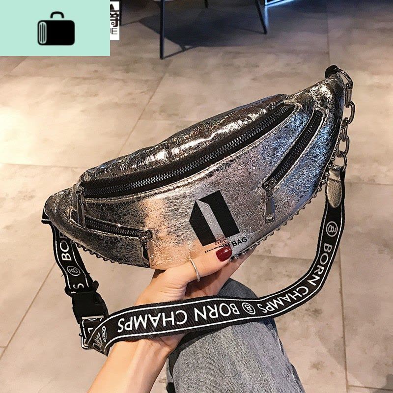小包包女2020新款潮韩版百搭斜挎时尚胸包宽肩带腰包亮片包蹦迪包NEW LAKE女斜挎包图片