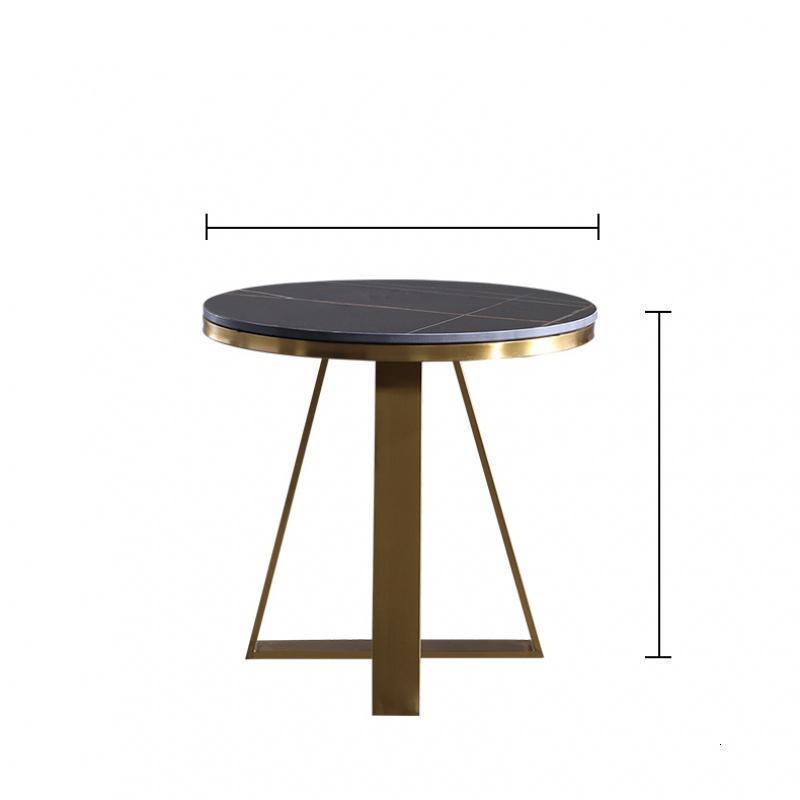 森美人岩板茶几北式茶几桌简约现代客厅家用圆形大理石边几角几茶台 岩板劳伦黑金金脚直径40高55整装