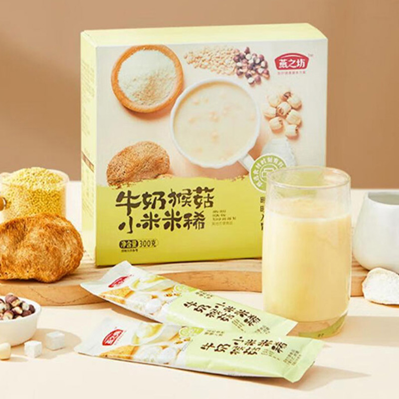 燕之坊小米米稀香味浓郁口感顺滑即冲即食盒装牛奶猴菇款300g高清大图