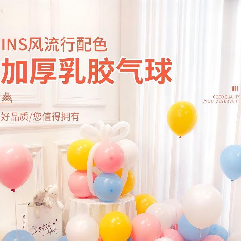 安虑得新款婚礼装扮场景布置派对生日婚房 混色100个加厚10寸七彩防爆亚光普通气球高清大图