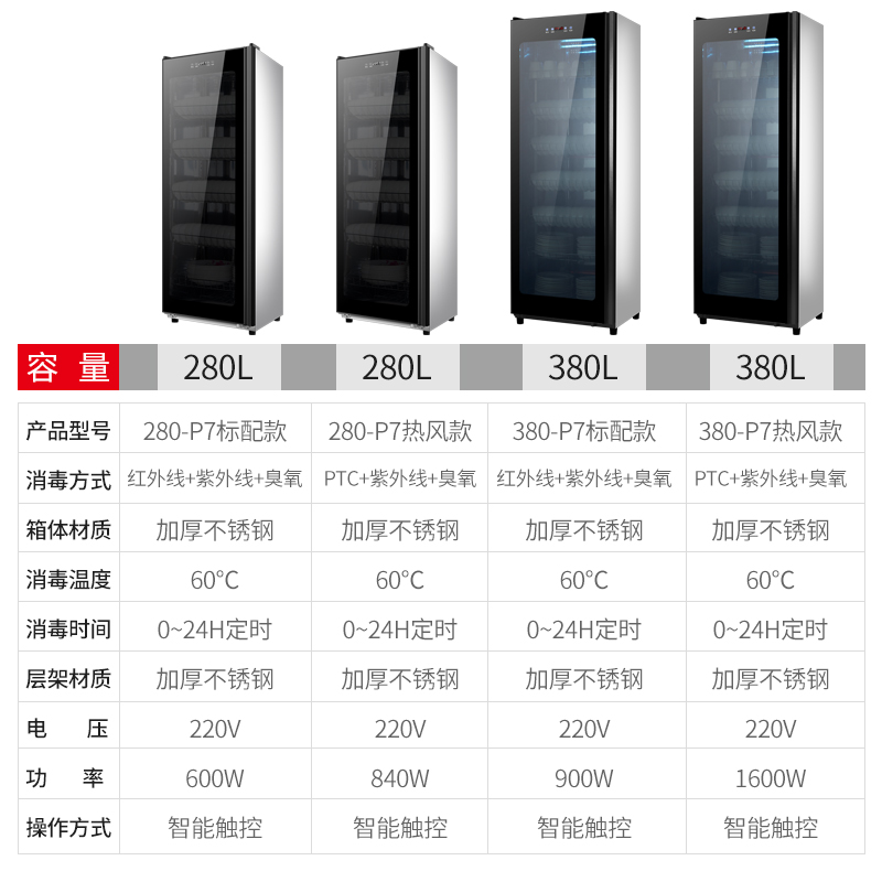 纳柏顿 380-P7消毒柜商用立式大容量红外线臭氧餐厅饭店餐具热风循环消毒碗柜
