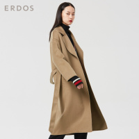 ERDOS 翻领系带女长款毛绒手缝双面呢大衣羊绒外套