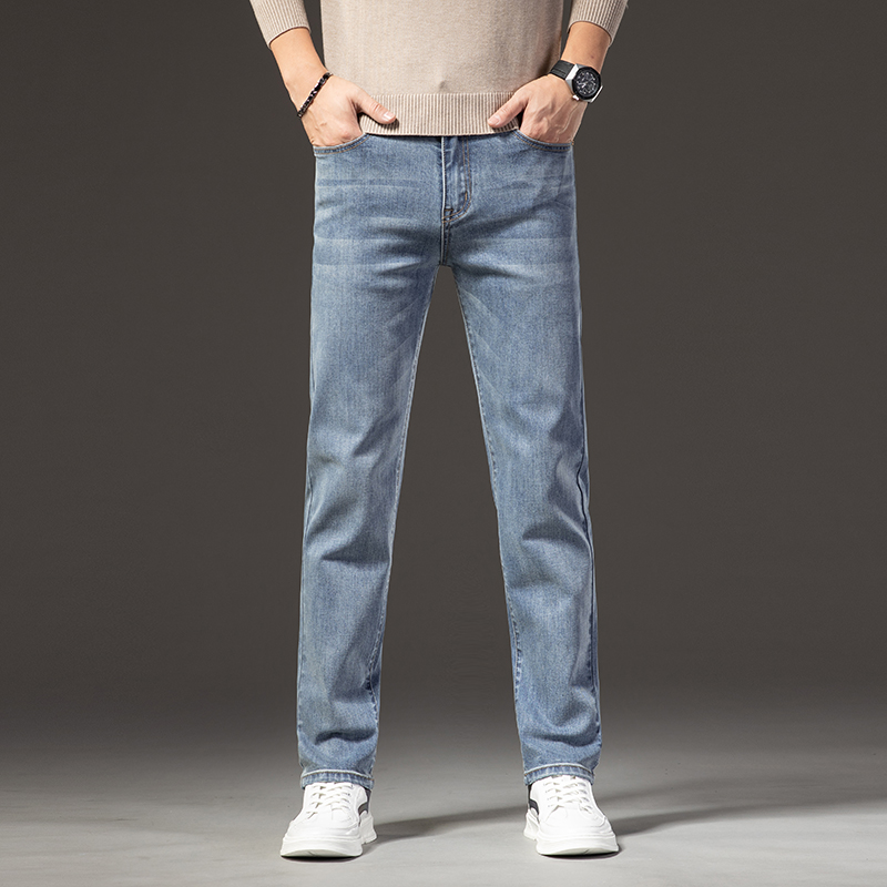 金盾(KIN DON)高端黑色牛仔裤男潮牌新款秋冬季修身直筒灰色裤子男士牛仔裤 金盾牛仔裤539淡雅蓝 32(2尺5)
