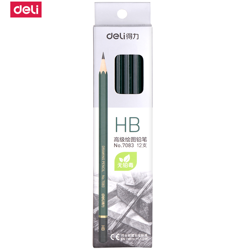 得力deli7083铅笔HB木制六角铅笔 绘画答题考试 学生文具铅笔