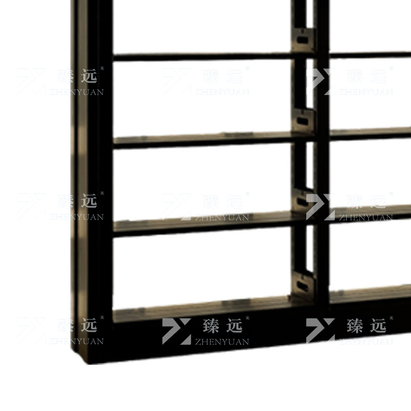 臻远 ZY4072610 钢制书架图书馆书架资料架 单面6层一列五组黑色 4600*300*2000高清大图