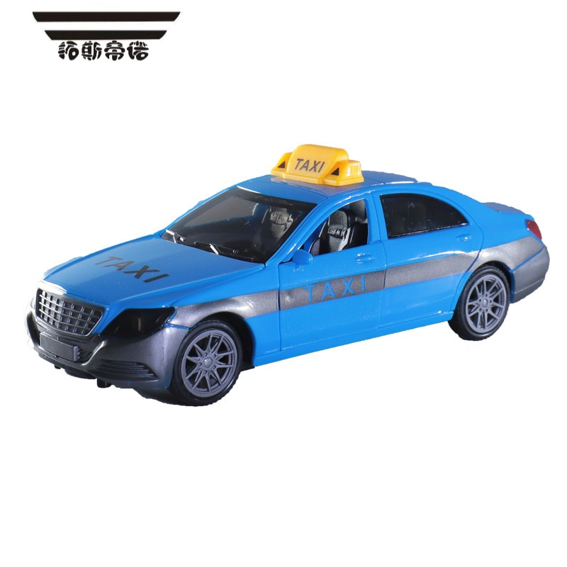 拓斯帝诺出租车模型儿童双开门玩具车taxi惯性声光小汽车男孩烤漆版耐