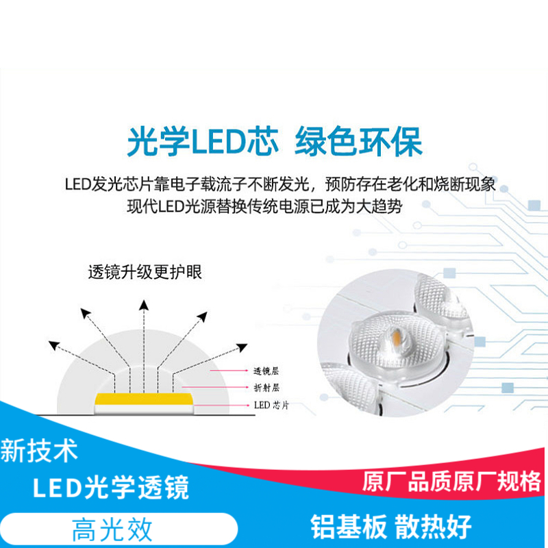 led吸顶灯改造灯板LED吊扇灯圆形灯芯马蹄透镜光源三色变光灯盘