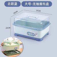防尘沥水杯架茶杯餐具碗筷奶瓶放杯子的收纳盒家用托盘杯架收纳架|大号提盖款(蓝)[放10-12个杯]