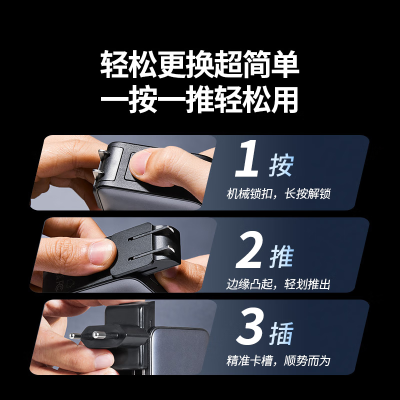 绿联(UGREEN)65W氮化镓充电器套装多口Type-C快充头多国转接头国标转香港/美标/英标/欧洲插头三合一装高清大图