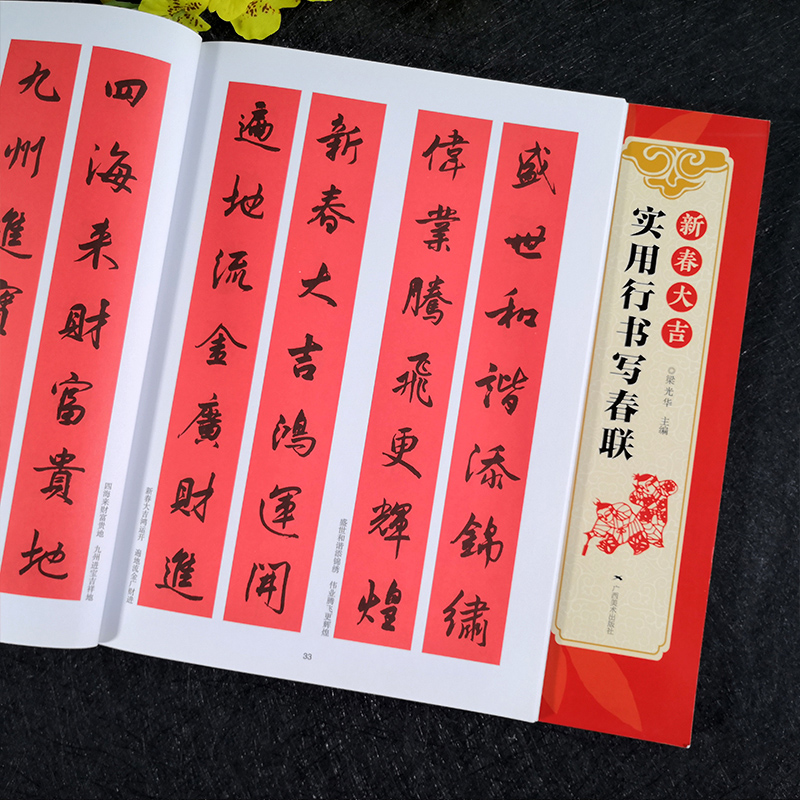 [醉染正版]新春大吉 实用行书写春联 4大类160幅春节对联 古帖行书集字对联横幅毛笔软笔书法练字帖 行书春联对联作品集高清大图